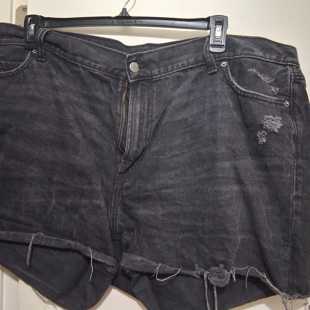 Old Navy Black High-Waist Distressed Denim Shorts